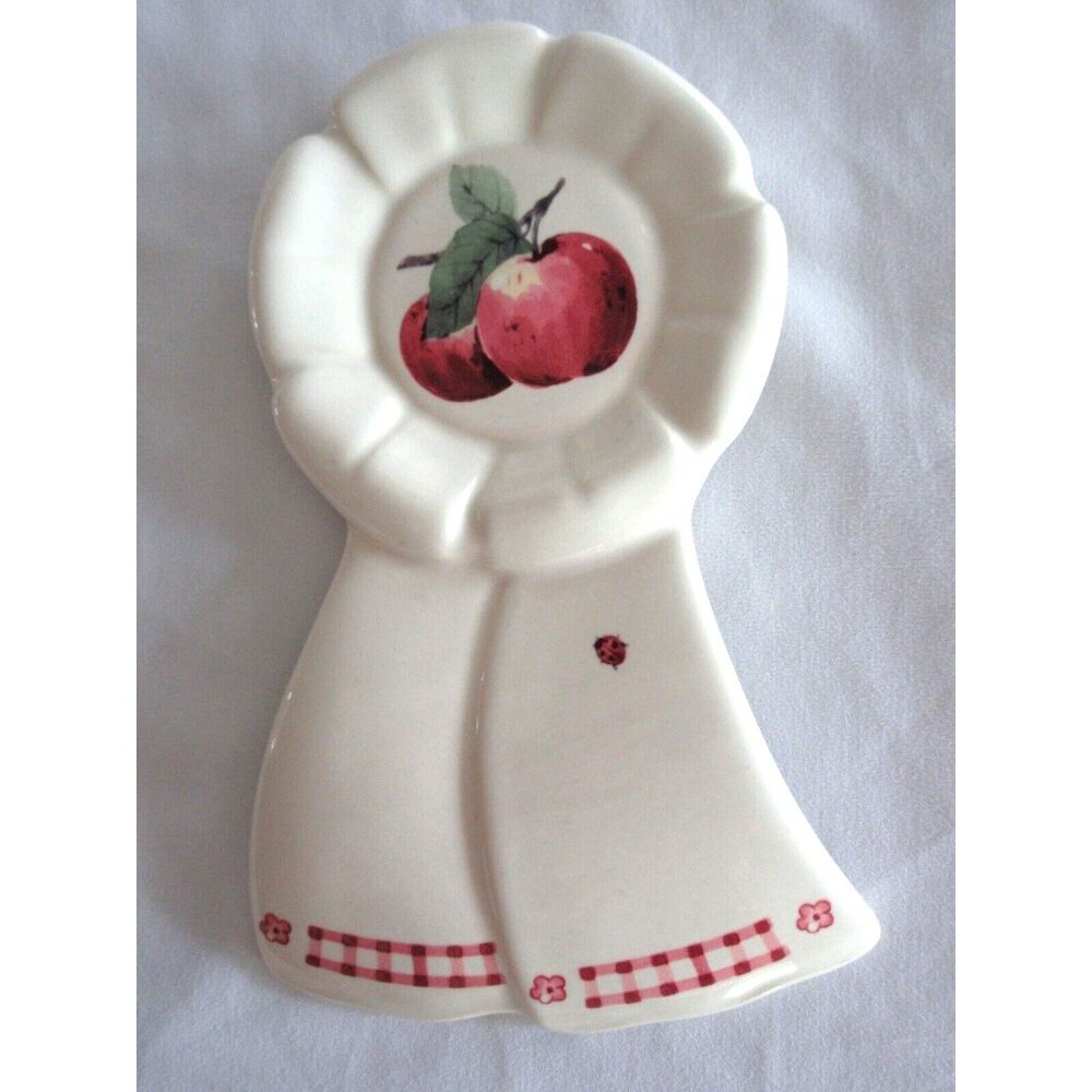 Pfaltzgraff Delicious Red Apple Ribbon Spoon Rest Mint Pristine Condition